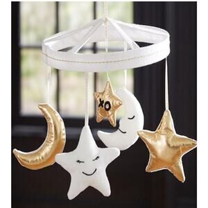 Pottery Barn Kids Emily & Meritt Nursery Baby Crib Mobile Moon & Stars Gold